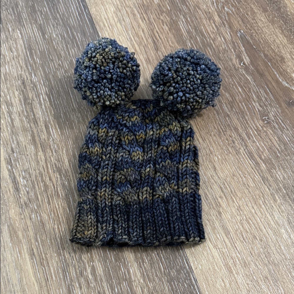 Baby Knit Beanie with Pom-Poms